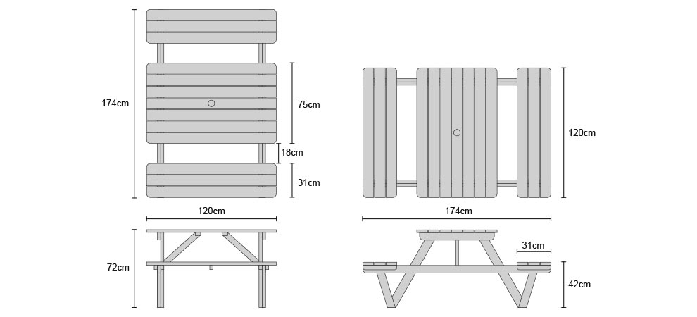 Table bench online size